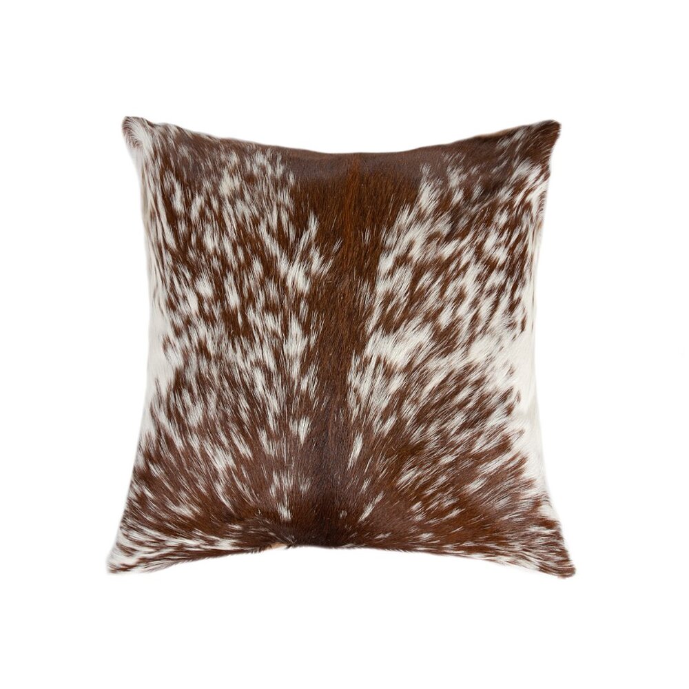Natural Home Decor Torino Cowhide Pillow | 1-Piece | S & p brown/white | 18"x18"